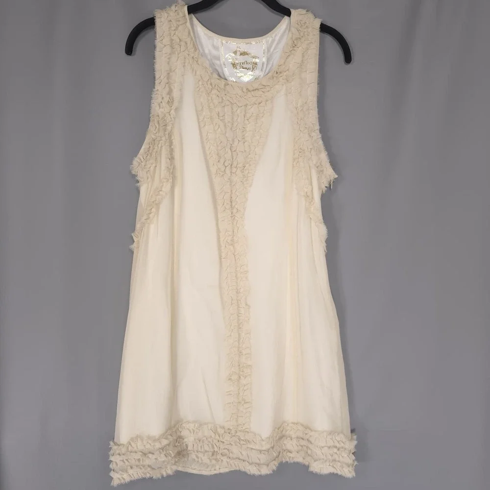 KNITTED DOVE Women's Knee Length Dress LARGE 100% Silk Ivory Sleeveless K92004‎